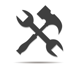 hammer and spanner double shadow icon vector