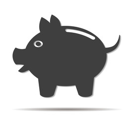 piggy bank double shadow icon vector