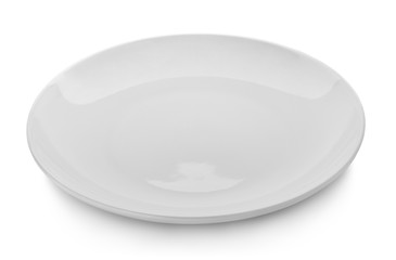 White plate on white background