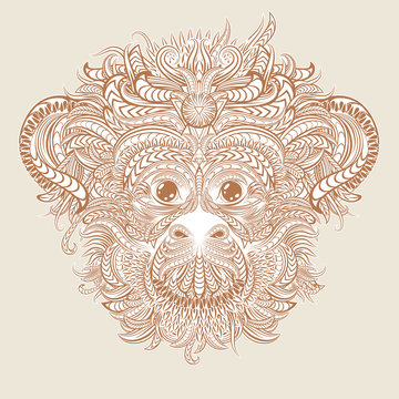 Tattoo design head of the monkey.