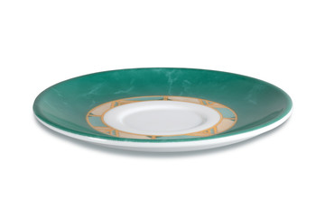 green saucer on a white background