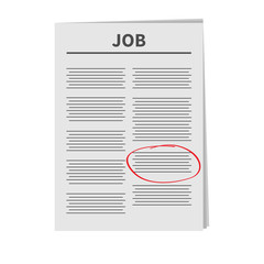 Job Newspaper icon Red pen skrible mark Flat design Isolated White background