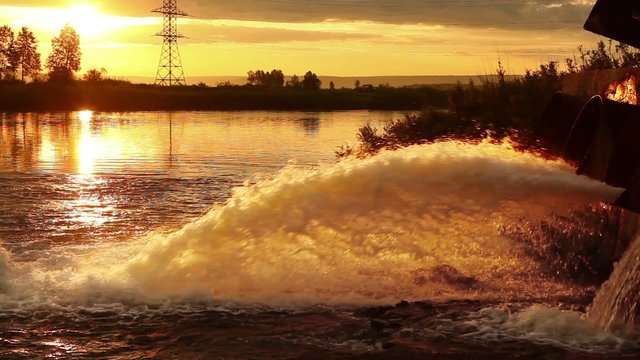 Large water pipe discharging liquid waste