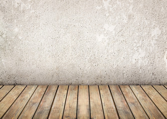 Empty room. Bright wall and wooden floor