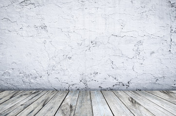Empty room. Bright wall and wooden floor