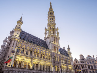 Fototapeta na wymiar Grand place in Brussels in twilight