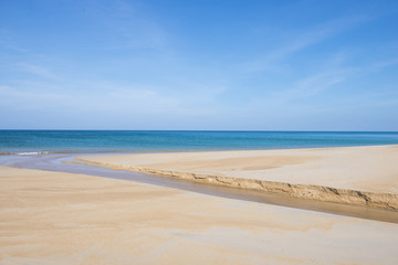 Fototapeta na wymiar waterway flowing through the sand on beach