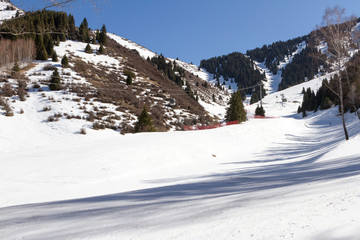 Fototapeta na wymiar snowy ski trails