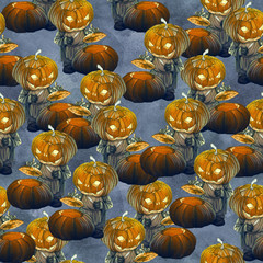 Seamless repeated background with Halloween illustration