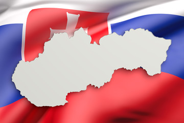Silhouette of Slovakia map with flag