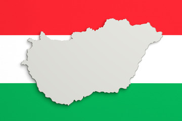 Silhouette of Hungary map with flag