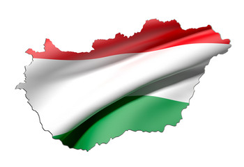 Silhouette of Hungary map with flag