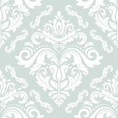 Oriental vector classic ornament. Seamless abstract background with repeating elements. Light blue and white wallpaper