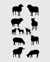 Sheep Silhouettes Set, art vector design