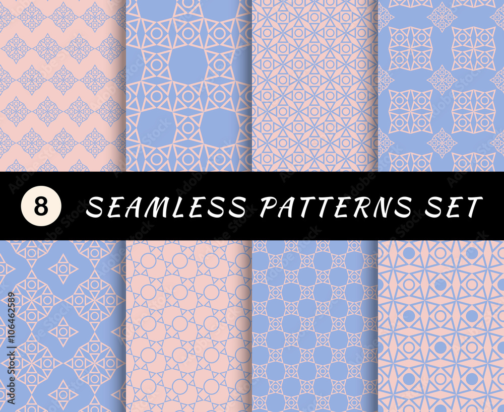 Aufkleber seamless patterns set. geometric textures