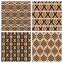 Geometric ethnic aztec mexican seamless patterns