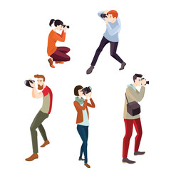 Set of vector illustrations of photographers, in a cartoon style