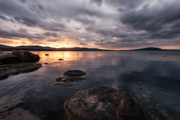 Cloudy sunset in Chernomorets, near Burgas, Bulgaria.