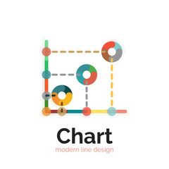 Thin line chart logo design. Graph icon modern colorful flat style