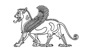 Fototapeta premium Coloring book, stylized drawing of the Gryphon