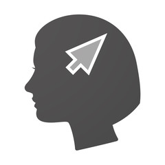 Isoalted female head icon with a cursor