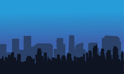 Fototapeta premium Silhouette of big city at night
