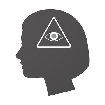 Isoalted female head icon with an all seeing eye