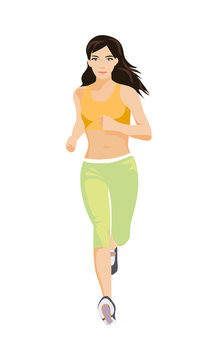 Slim sporty girl running