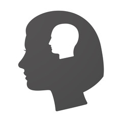 Isoalted female head icon with a male head