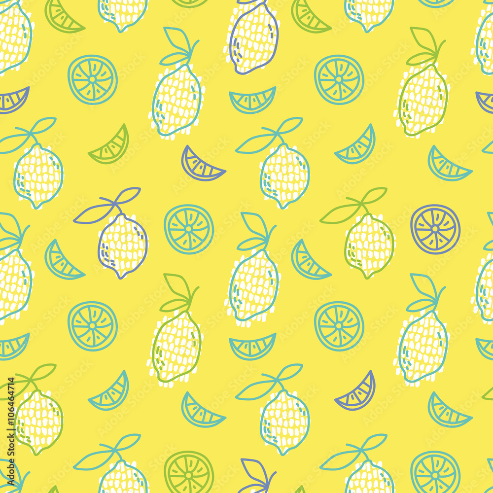 Poster seamless pattern with lemon fruits