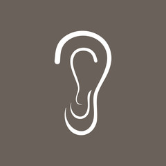 Human Ear Icon on Dark Gray Color. Eps-10.