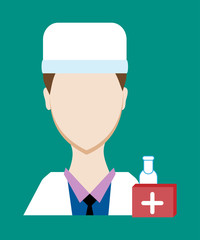 Profession people doctor. Face male uniform. Avatars in flat design. Vector