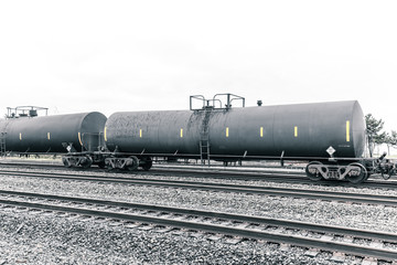 Fototapeta na wymiar oil tank train and railways in portland in cloudy sky