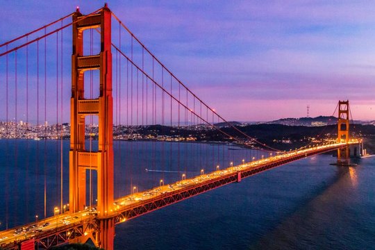 Time-lapse of colorful sunset at the Golden Gate Bridge in San Francisco, California, USA