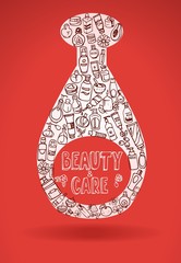 doodle cosmetic products background