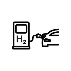 Vector line car hydrogen station icon. Fuel Cell Car.