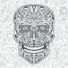 Fototapeta premium human skull made of flowers
