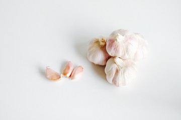 garlic on white background