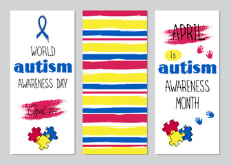 Autism awareness set of banners