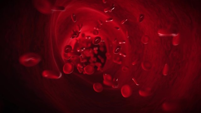 medical 3d animation of blood pumping through an artery 
