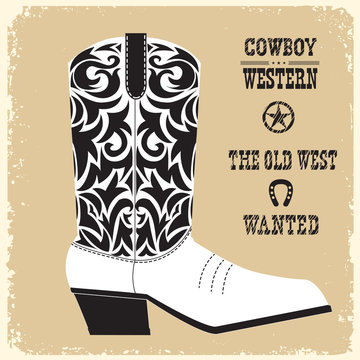 Cowboy boot vector isolated for design