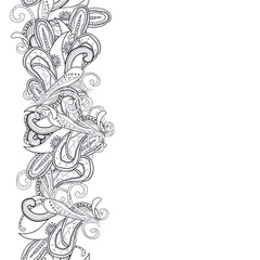 Coloring book page for adults. Mandala with vintage flowers pattern. Zendala. Zentagle. Can be used as website background, card, invitation. Black and white uncolored pattern.