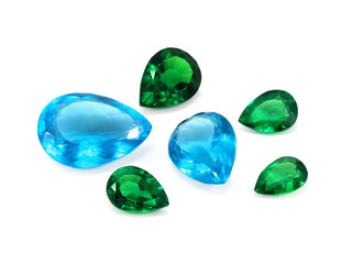 Blue topaz and emeralds