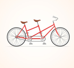 Fototapeta na wymiar Vintage Tandem Bicycle. Vector