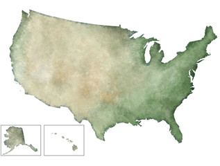 Illustrazione della mappa degli USA, Stati Uniti d'America