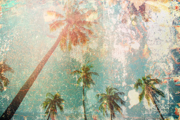 Tropical Palm Trees Toned Vintage Shabby Nature