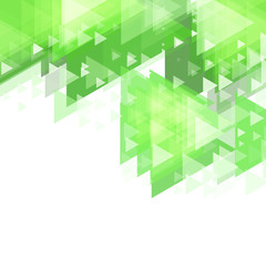 Obraz premium Green triangle abstract background with geometric pattern features translucent layered polygons in fresh lime tones, ideal for modern eco technology branding, web banners, and creative media