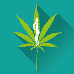 Medical marihuana new logo, icon. Flat design vector illustration