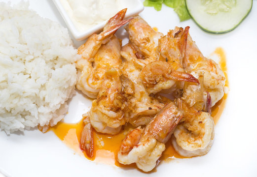 prawns grilled with rice
