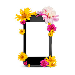 Smartphone with flowers